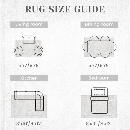 6x9 Area Rugs for Living Room: Washable Vintage Floral Rug Low Pile Non-Slip - Image 6