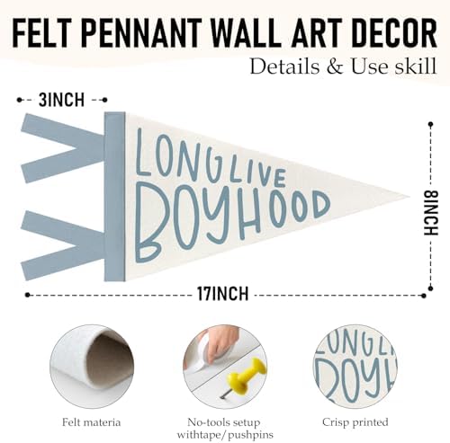 Boys Nursery Playroom Bedroom Wall Decor Boyhood Pennant Banner Flags - Image 6