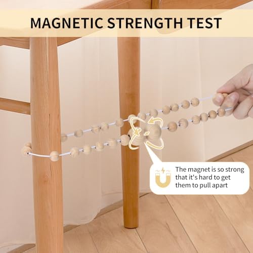 KLOGTSIND Magnetic Curtain Tiebacks, 4 Pack Wood Bead Curtain Holdbacks - Image 6