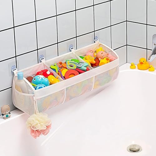 Bath Toy Storage Organizer for Tub – 3 Compartment Bath Toy Organizer, Large - Image 5
