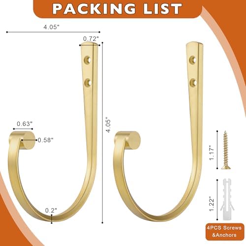 Curtain Holdbacks 2Pcs, Brass Barrel Zinc Alloy Curtain Tiebacks, Wall Mounted - Image 5