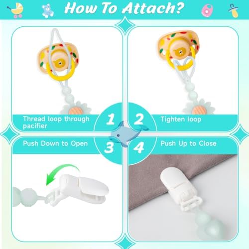 Pacifier Clip, 2 Pack Semi-Transparent Silicone Pacifier Clip - Image 7