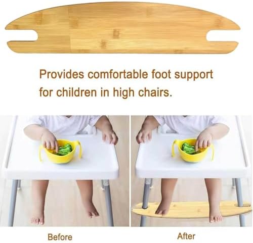 High Chair Footrest, Non-Slip Adjustable Natural Bamboo Wooden Footrest - Image 7