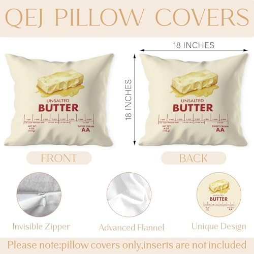 Funny Unsalted Butter Pillow Cover 18x18 Double-Sided, Butter Lover Gifts - Image 7
