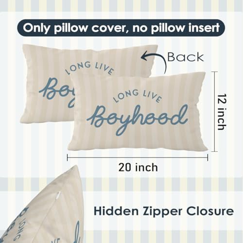 Long Live Boyhood Boys Room Throw Pillow Cover 12x20, Playroom Kids Throw - Image 7