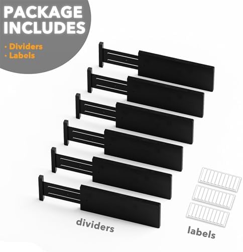 SpaceAid Bamboo Dresser Drawer Dividers 6 Pack, 4.65“ High Adjustable 12.5“-17” - Image 7