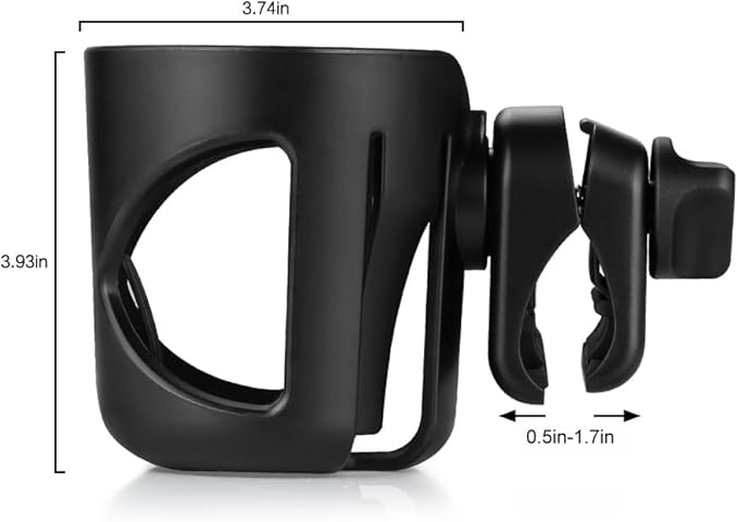 Accmor Universal Cup Holder, Stroller Cup Holder, 360° Rotatable Large Caliber Designed Bottle Holder for Stroller, Bike, Wheelchair, Walker, Scooter, Black