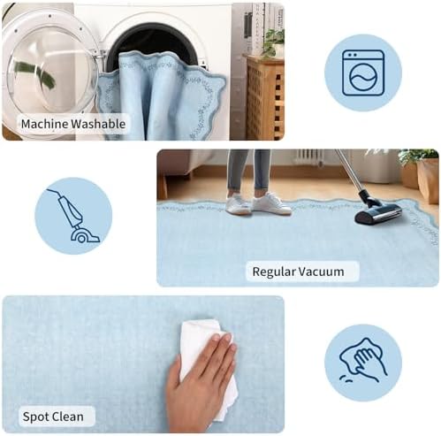 GarveeHome 2.5x8 Scalloped Washable Runner Rug Non Slip Hallway Kitchen Rug - Image 6