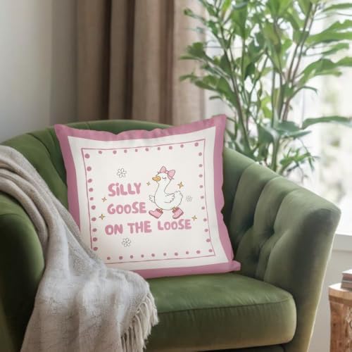 Cute Pink Silly Goose Pillow Cover Toddler Girl Bedroom Decor - Image 6
