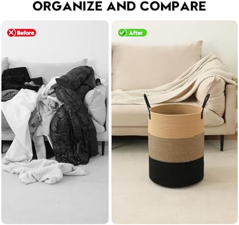 Laundry Basket Hamper Tall Rope Storage Woven - Image 6