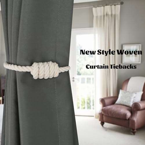 BEL AVENIR Magnetic Cotton Curtain Tiebacks 6 Pack Hand-Woven Curtain Ties - Image 6
