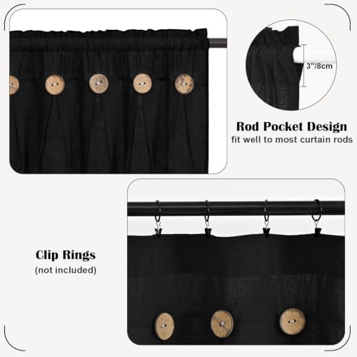 FRAMICS Farmhouse Valance Curtains, Boho Cotton Linen Kitchen Valance, Rod - Image 7