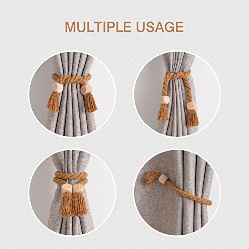 NICEEC 2 Pack Wooden Cube Magnetic Curtain Tiebacks Boho Home Decor Drape Tie - Image 6
