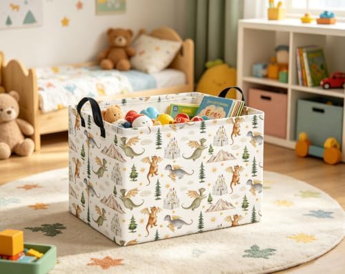 Rectangular Kids Basket Baby Girl Basket Fabric Storage Bin Organizer Box Room - Image 6