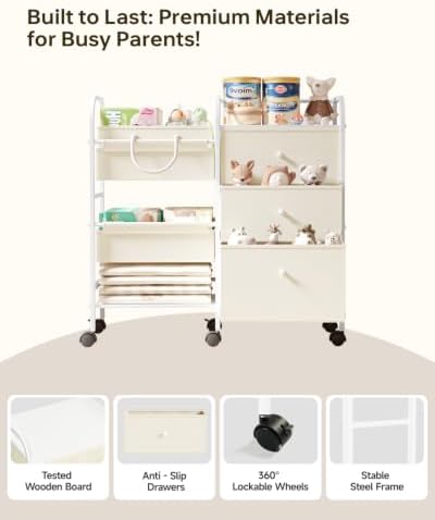 2in1 Baby Diaper Caddy Organizer and Storage Cart - Image 7