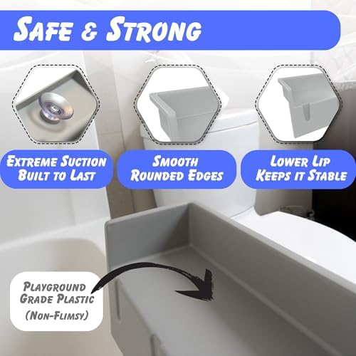Tub Topper Kids Bathtub Splash Guard, Shelf & Toddler Bath Toy Tray - Image 6