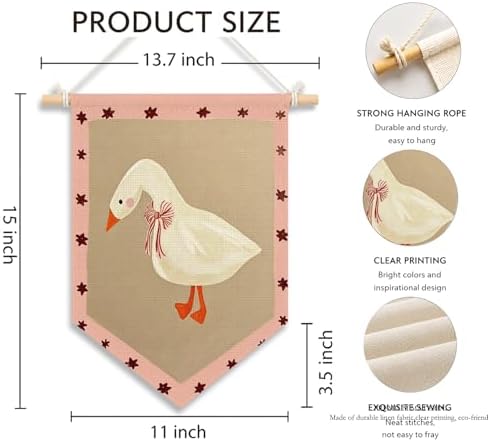 KDHTY Pink Goose Nursery Canvas Hanging Pennant Flag Banner, Girl Nursery Decor - Image 7