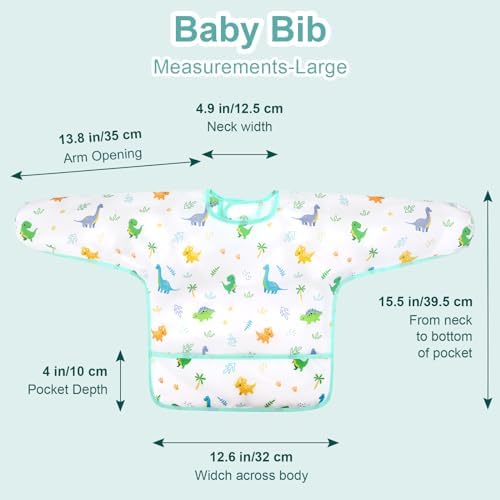Accmor 5 Pack Long Sleeve Bibs, Baby Smock Waterproof Sleeved Bib Smock - Image 7