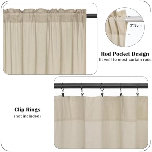FRAMICS Farmhouse Valance Curtains, Boho Cotton Linen Kitchen Valance, Rustic - Image 7