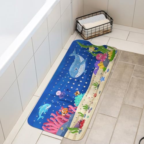 LNOND Bath Mat for Tub for Kids, Ocean Whale Bathtub Mat, Kids Bath Mats for - Image 6