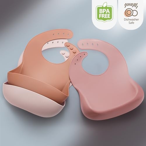 Eascrozn Silicone Bibs for Babies Toddler Set of 3, BPA Free - Image 7