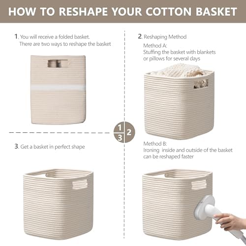 UBBCARE Storage Cubes 11 Inch, Cotton Rope Woven Baskets - Image 7