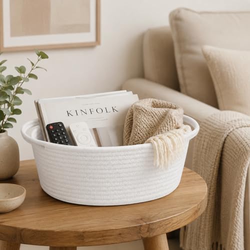 ABenkle Small Basket with Handles, Boho Decorative Rope Woven Dog Cat Toy - Image 6