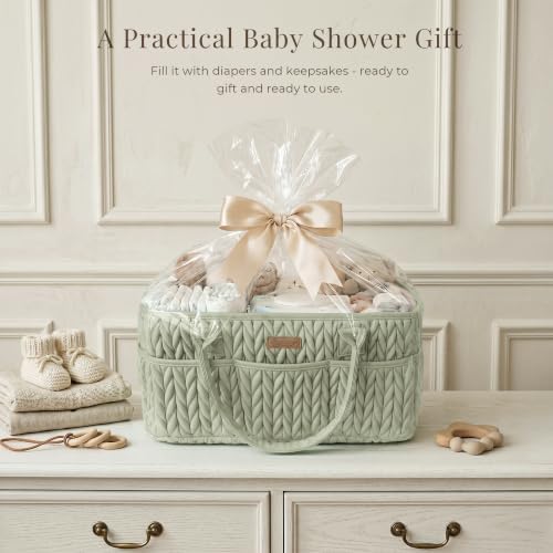 Konssy Baby Diaper Caddy Organizer, Braided Quilted Design - Image 7