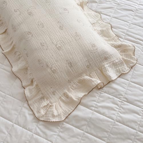 BuLuTu Muslin Cotton Kids Pillow Case Standard Size, Sheep Pattern - Image 6