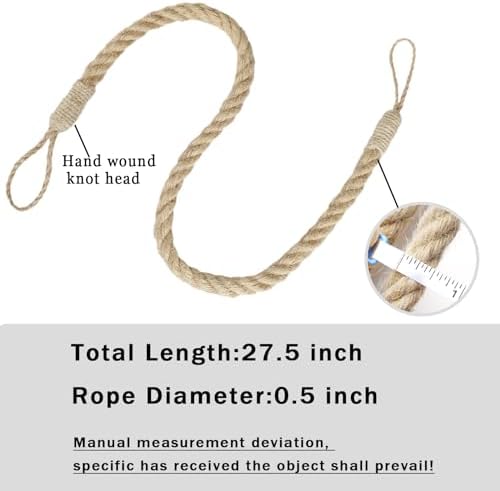 BEL AVENIR Jute Curtain Tiebacks Ropes Tie-Backs, Handmade Curtain Holdbacks - Image 2