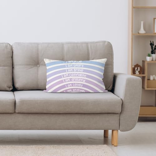 QIYUHOY Royal Purple Boho Rainbow Classroom Throw Pillow Covers, 12x20 Inch - Image 4