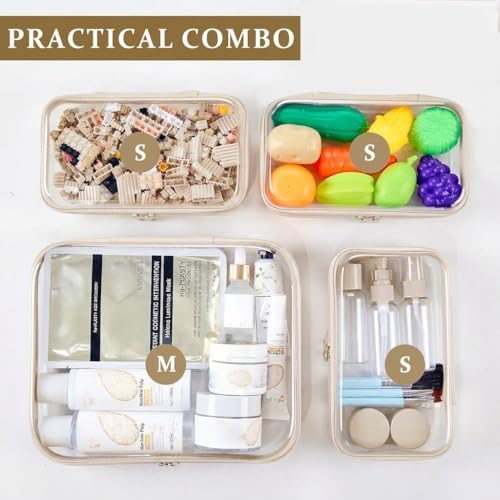 4 pcs Clear Zipper Pouches, Hard Shell Zipper Case, Toiletry Bag - Image 7