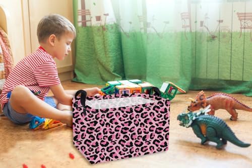 Essme Rectangular Baskets, Leopard Print Box, Cute Storage Bin(Pink leopard - Image 7