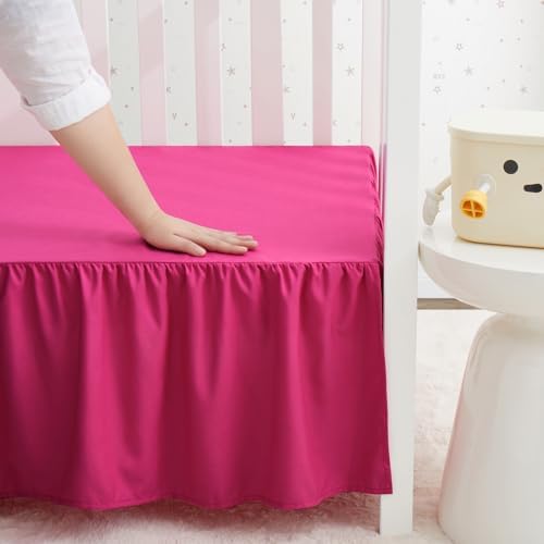 SiinvdaBZX Hot Pink Crib Skirt Dust Ruffle, Microfiber Crib Bed Skirt - Image 7