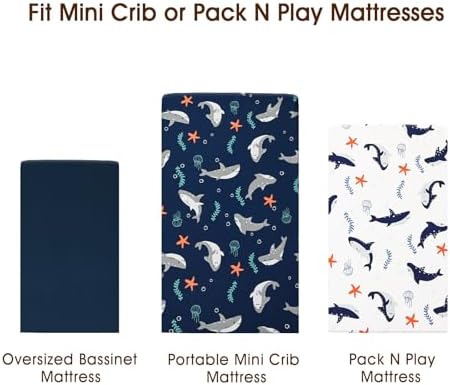 PHF 3 Pack Soft Mini Crib Sheets, Shark Pack N Play Sheets - Image 6
