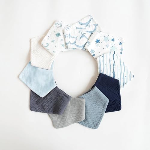 Konssy 10 Pack Baby Muslin Bandana Bibs - Image 6