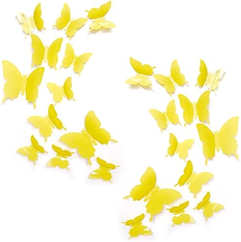 Cute Yellow Butterfly Wall Decor 24 pcs, Girls Room Wall Decals, Aesthetic - Image 4