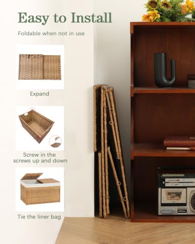 SETVSON Storage Basket with Lid, 2-Lid PE Rattan Storage Bin - Image 6