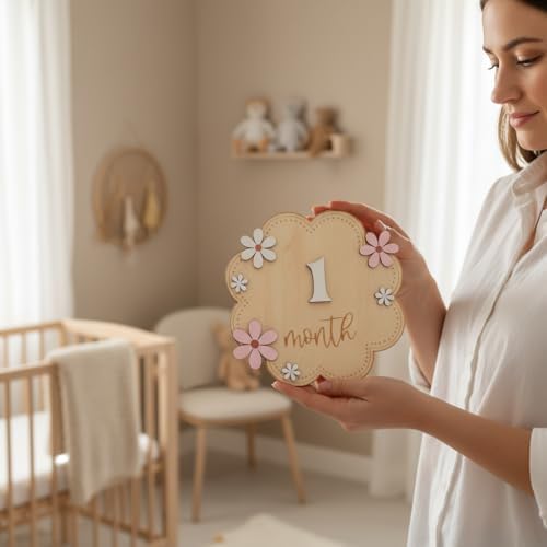 Baby Girl Monthly Milestone Signs, 1-12 Monthly Baby Milestone Girl, Newborn - Image 6