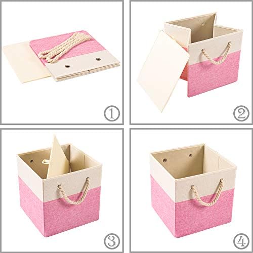 PRANDOM Large Foldable Cube Storage Bins 13x13 inch Fabric Linen Storage - Image 7