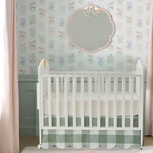 Brandream Scallop Edge Cotton Crib Skirt Toddler Bedskirt Baby Nursery Crib Bed - Image 7