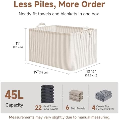 StorageWorks Closet Storage Bins, Khaki and Beige Stripes - Image 6