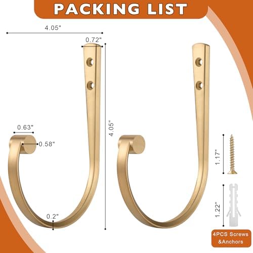 Curtain Holdbacks 2Pcs, Warm Gold Barrel Zinc Alloy Curtain Tiebacks, Wall - Image 5