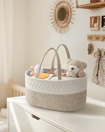 Maliton Extra Large Diaper Caddy Organizer, Cotton Rope Nursery Basket - Image 7