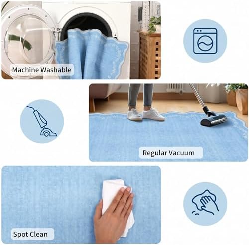 GarveeHome 2x6 Scalloped Washable Runner Rug Non Slip Hallway Kitchen Rug - Image 6