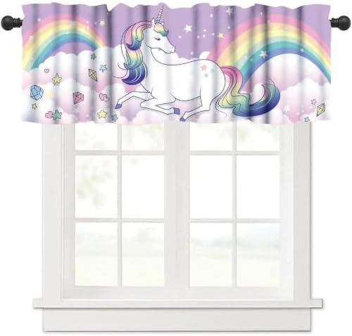 Cute Unicorn Girls Valance, Cartoon Ainimal Colorful Pink Purple Rainbow Clouds - Image 6