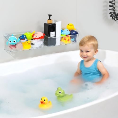Bath Toy Storage Holder For Bathtub, Wall Mounted Shower Bath Tub Baby Toy - Image 7