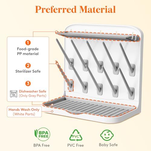 Lifewit 10-Hooks Baby Bottle Drying Rack - Image 6