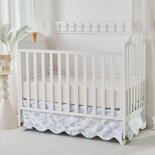 Brandream French Country Toile Crib Skirt, Baby Girl Gender Neutral Crib Skirt - Image 7