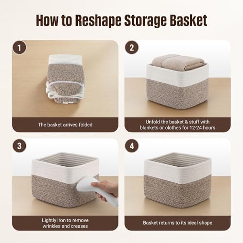 5-Pack Storage Cubes Woven Rope Baskets, 2 Sizes Organizer Bins - Image 7